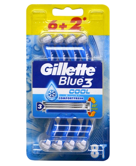 Picture of Gillette Blue3 Disposable Razor 6+2 Cool Blister Pack