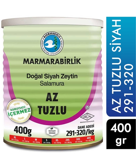 Picture of Marmara Birlik Siyah Zeytin 400g  Az Tuzlu (291-320) Teneke