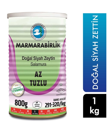 Picture of Marmara Birlik Siyah Zeytin 800g  Az Tuzlu (291-320) Teneke