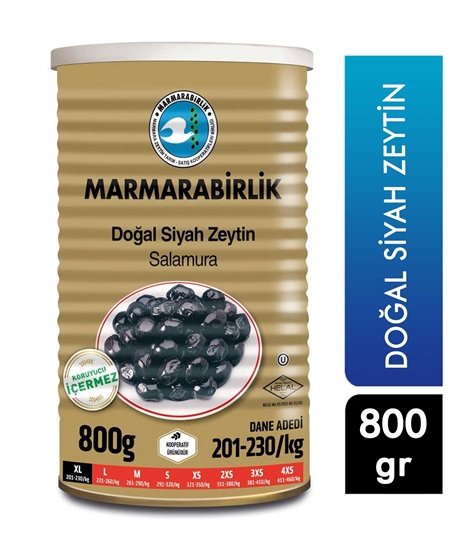 Picture of Marmara Birlik Teneke Doğal  Siyah Zeytin 800 gr ( 201-230 )