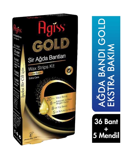 Picture of Agiss Wax Band 36 Bands + 5 Wipes Set Gold Extra Care