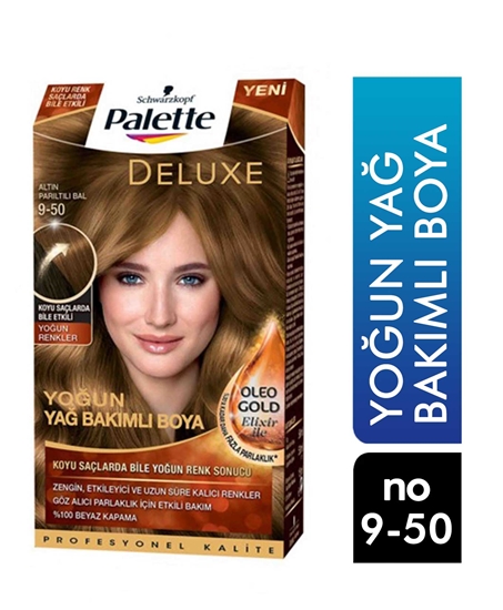 Picture of P-Palette Deluxe Altın Parıltılı Bal Oleo Gold 9-50 Tüp Krem Saç Boyası 50 ml