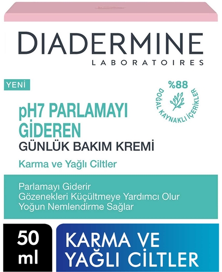 Picture of Diadermine pH7 Parlamayı Gideren Nemlendirici Bakım Kremi 50 ml Karma ve Yağlı Ciltler