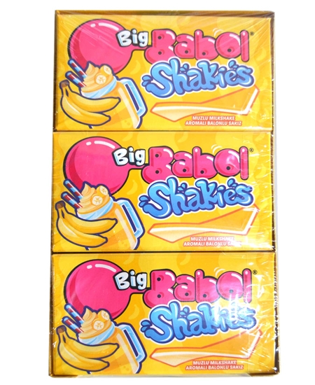 big babol, cüzdan shakıes,milkshake sakız,26 gr,18'li,toptan gıda,muzlu sakız,muzlu