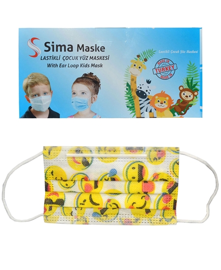 Picture of Sima Maske 50'li Paket Emoji Desenli 4-12 Yaş