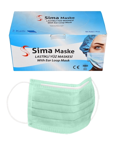 Picture of 3 Layer Strings Sima Mask 50 Packs Pistachio Green