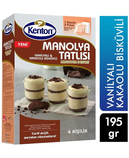 Picture of Kenton Manolya Tatlısı 195 g X 8'li Koli Vanilyalı & Kakaolu Bisküvili