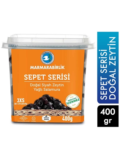 Picture of Marmara Birlik Sepet Serisi Hazır Kap Doğal Siyah Zeytin 400 gr  (381-410)