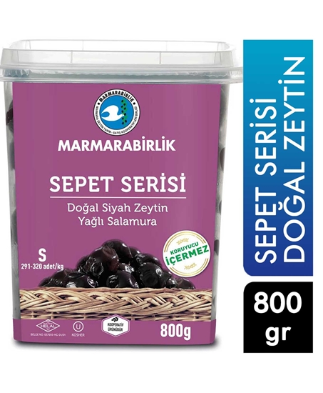 Picture of Marmara Birlik Sepet Serisi Hazır Kap Doğal Siyah Zeytin 800 gr (291-320)