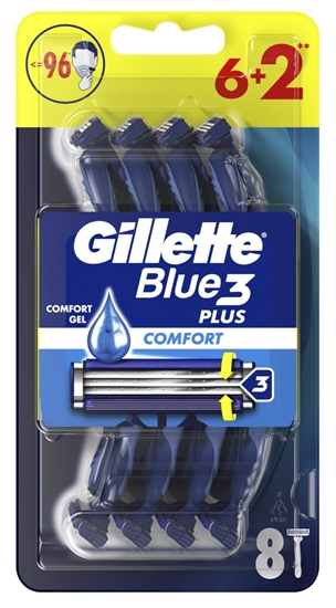 Picture of Gillette Blue3 Disposable Razor 6+2 Comfort  Blister Pack