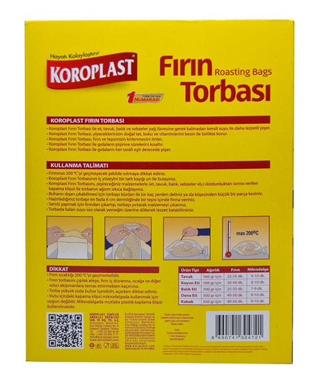 koroplast, koroplast fırın torbası, fırın torbası, pişirme torbası, koroplast fırın torbası 8'li satın al, koroplast fırın torbası 8'li fiyat