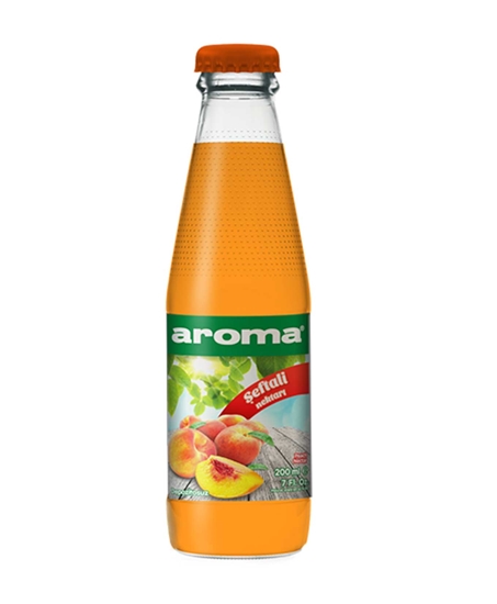 Picture of Aroma Meyve Suyu Cam Şişe 200 ml x 24'lü Şeftali Nektarı