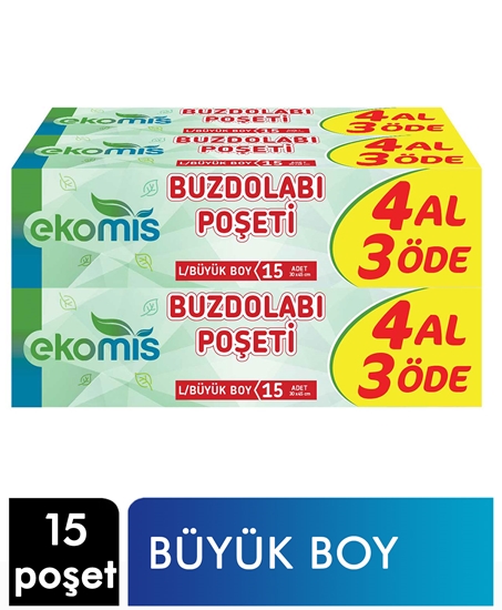 Picture of Ekomis Buzdolabı Poşeti 4 Al 3 Öde Büyük Boy 4 x 15'li