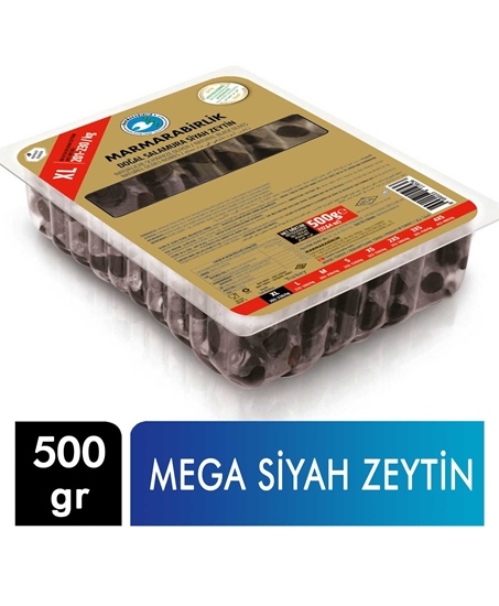 Picture of Marmara Birlik Mega Vakumlu Doğal Siyah Zeytin 500 gr(201-230 )