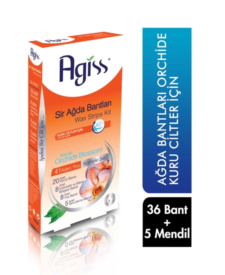 Picture of Agiss  Waxing Band 36 Bands + 5 Wipes Set Natural Dry Skin