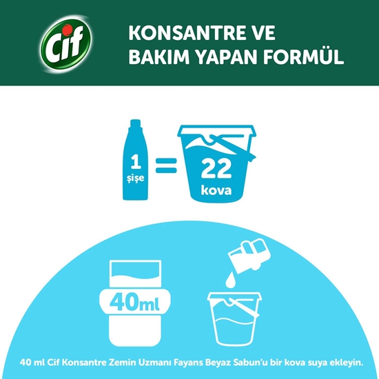 Picture of Cif Konsantre Fayans Zemin Uzmanı Yüzey Temizleyici 895 ml Beyaz Sabun