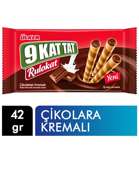 Picture of p- Ülker 9 Kat Tat Rulokat Gofret 42 gr X 12'li Paket Çikolata Kremalı