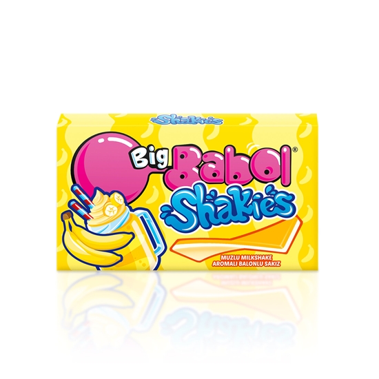 big babol, cüzdan shakıes,milkshake sakız,26 gr,18'li,toptan gıda,muzlu sakız,muzlu