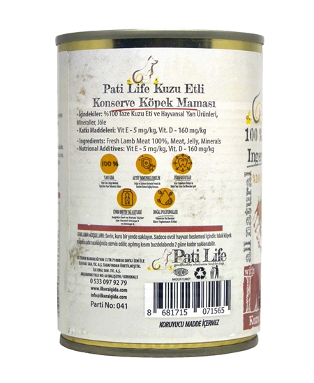 Picture of Pati Life Köpek Maması Kuzu Etli Konserve 415 g