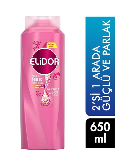 Picture of Elidor Şampuan ve Saç Kremi 650 ml  2'si 1 Arada Güçlü ve Parlak