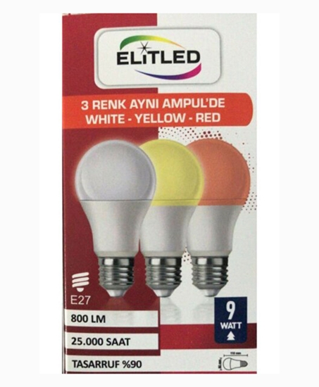 Picture of Elitled 3 Renkli Led Ampül 9 w