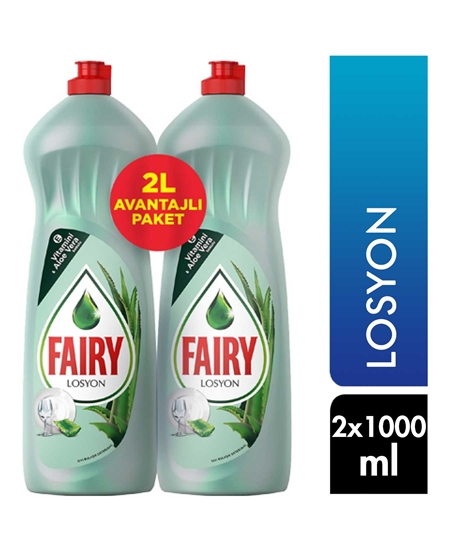 Picture of Fairy Dishwashing Detergent Lotion 2x1000 ml X Pack of 8 Aloe Vera Scented