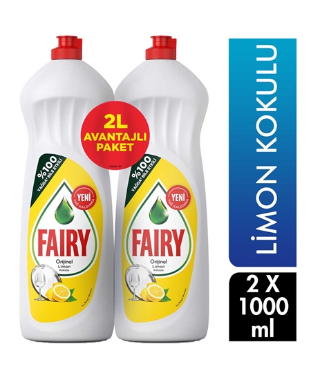 Picture of Fairy 1000 + 1000 ml Liquid Dishwashing Detergent Lemon