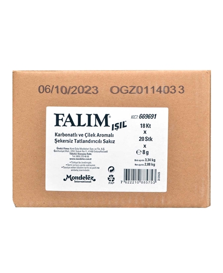 Picture of Falım Sakız 8 gr X 20'li Paket Karbonatlı ve Çilek Aromalı Şekersiz