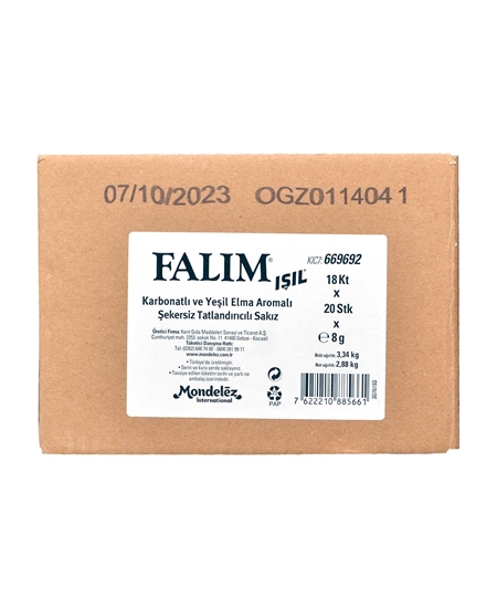 Picture of Falım Sakız 8 gr X 20'li Paket Karbonatlı ve Yeşil Elma Aromalı Şekersiz