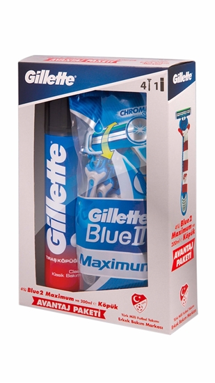 Picture of Gillette Blue2 Maximum Disposable Razor 4's + 200 Ml Shaving Foam Classic Clean