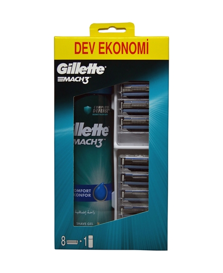 Picture of Gillette Mach3 Razor Blade 8's + 200ml Shaving Gel