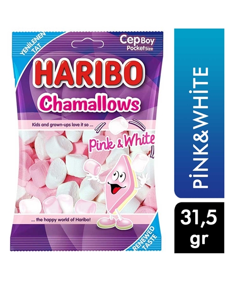 Haribo,Haribo Chamallows Pembe & Beyaz 31,5 gr,haribo şeker,şekerleme,şeker,haribo şeker,pembe,beyaz,toptan satın al,toptantr,toptan mağazacılık