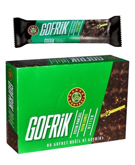 Picture of Kahve Dünyası Gofrik Antep Fıstıklı Bitter Çikolata Kaplamalı Gofret 33 g X 24'lü Paket