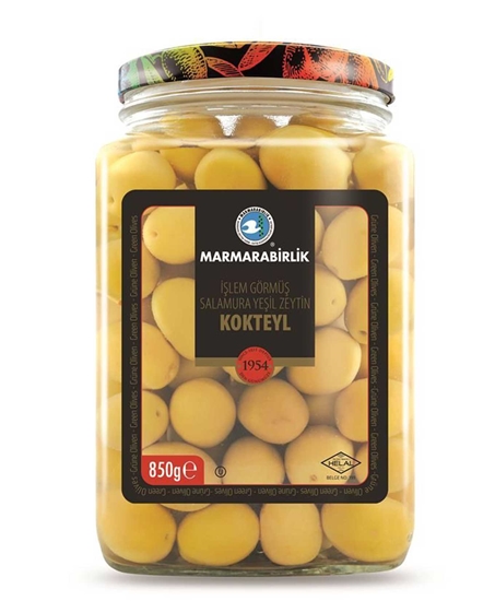 Picture of Marmara Birlik Kokteyl Cam Kavanoz Doğal  Yeşil Zeytin 850 gr (141-160)