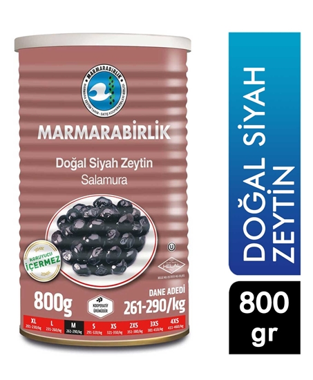 Picture of Marmara Birlik Süper Teneke Doğal Siyah Zeytin 800 gr ( 261-290 )