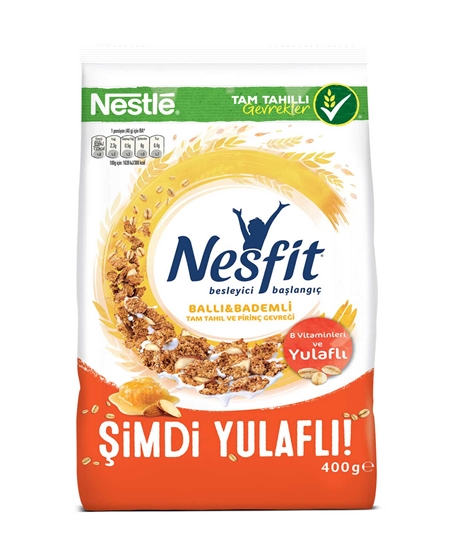 Picture of Nesfit Honey & Almond Whole Grain and Rice Flakes 400 g X 12 Pieces Package