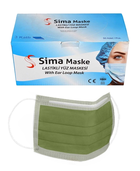 Picture of  3 Layer Wired Sima Mask 50-Packet Haki