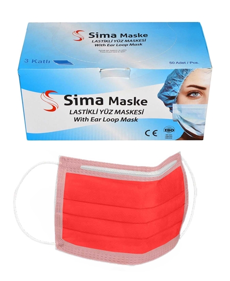 Picture of 3 Layer Wired Sima Mask 50-Pack Red