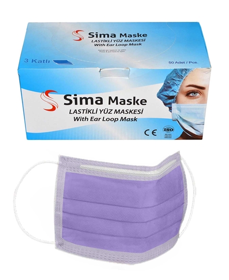 Picture of  3 Layer Wired Sima Mask 50 Packs Purple