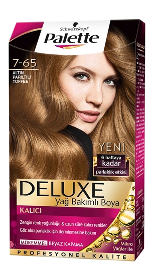 Picture of P-Palette Deluxe Altın Parıltılı Toffee 7-65 Tüp Krem Saç Boyası 50 ml