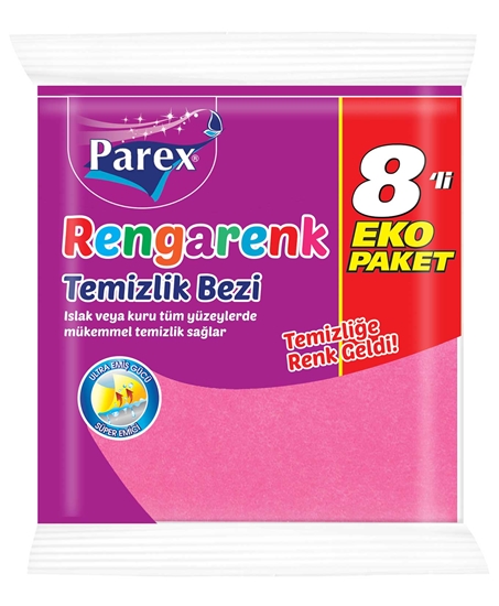 Picture of Parex Rengarenk Temizlik Bezi 8'li Eko Paket