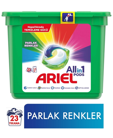 Picture of P-Ariel Pods Parlak Renkler 3ü1 Arada Tablet Çamaşır Deterjanı 23'lü