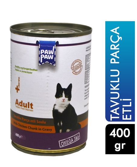 Picture of PawPaw Yetişkin Kedi Maması 400 gr Tavuklu Parça Etli Soslu