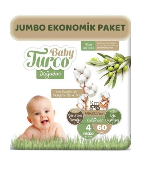 Picture of Baby Turco Doğadan Bebek Bezi 4 Numara Maxi 60 lı