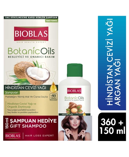 Picture of Bioblas Şampuan 360 ml Hindistan Cevizi Yağı  +150 ml Argan Yağı  Hediye