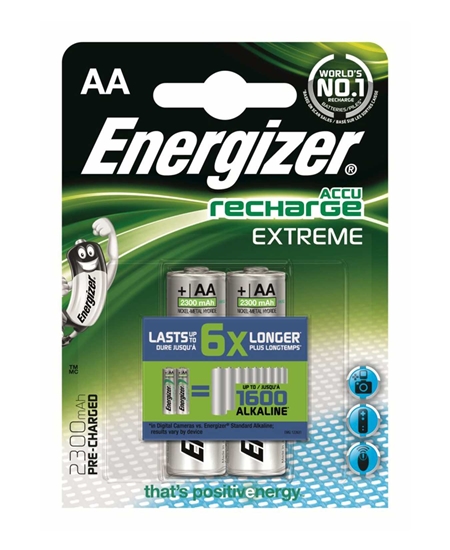 Picture of Energizer Rechargeable AA Pen Battery Extreme Alkaline 2300 mAh 2 Pieces