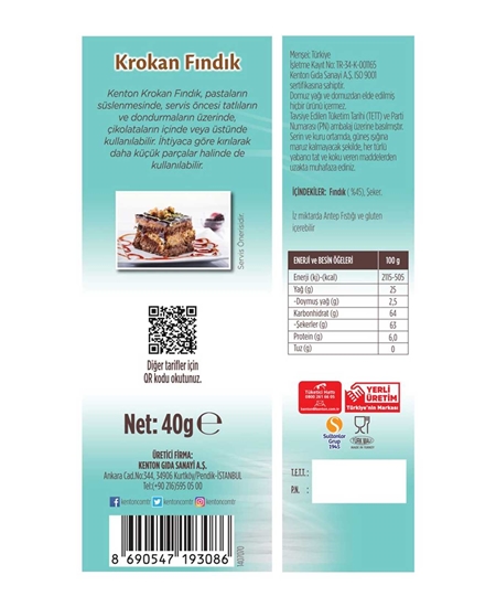 Picture of KENTON TATLI ŞEFİ FINDIK KROKAN 40g  YENİ