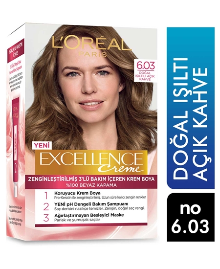 Picture of Loreal Excellence Set Saç Boyası Doğal Işıltı Açık Kahve No: 6.03