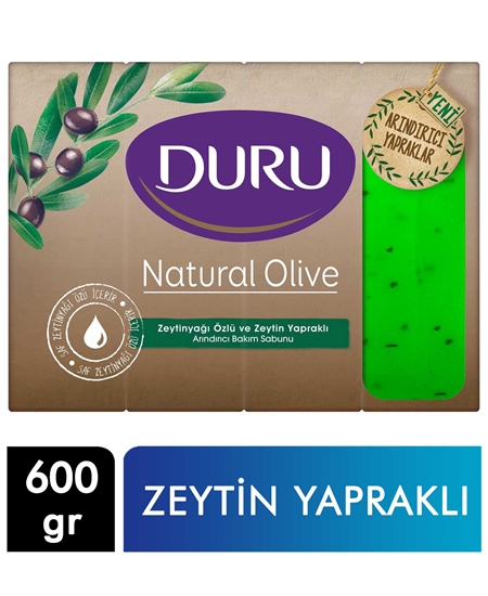 Picture of Duru Kalıp Sabun Natural Olive 150 g X 4'lü Paket X 18'li Koli Zeytin Yapraklı