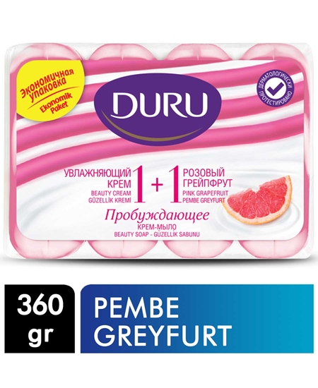 Picture of Duru Kremli Güzellik Sabunu 90 g X 4'lü Paket X 12'li Koli Pembe Greyfurt